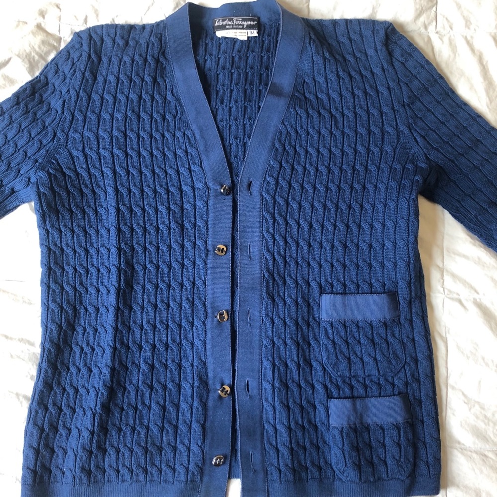 Salvatore Ferragamo blue cotton blue cardigan